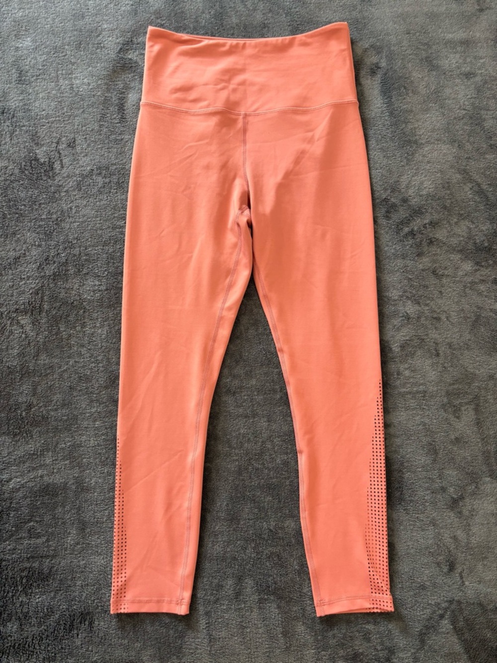Zyia Active Leggings Size M, High Waisted 7/8 Ankle Pull On Stretch Peach Coral